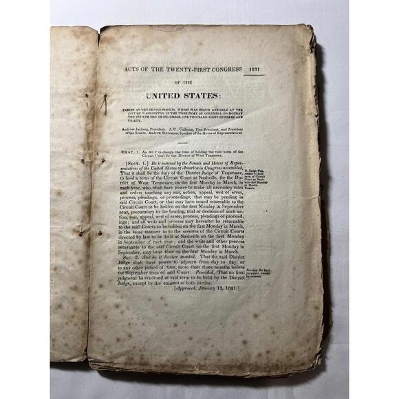 1831 Acts Congress Railroad Native American Treaty Patents Laws Andrew Jackson - Picture 2 of 8